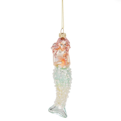 Mermaid Beaded Glass Ornament