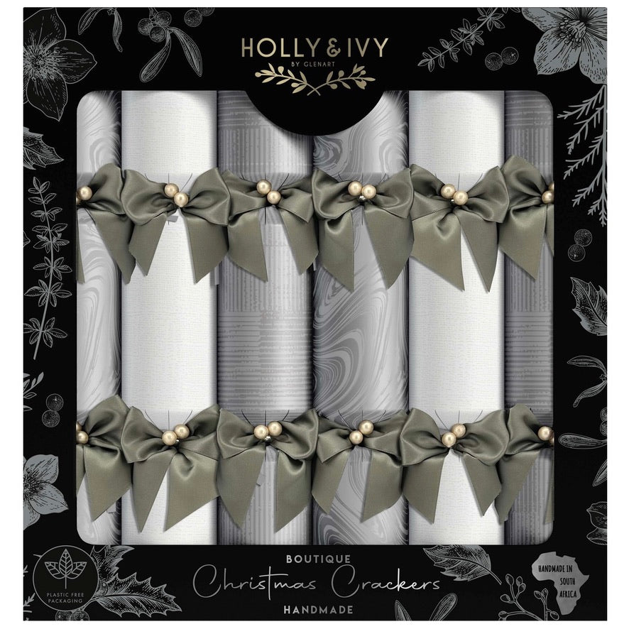 Holly & Ivy Opulent Silver XL Christmas Crackers