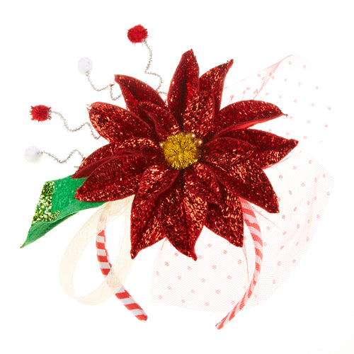 Red Sparkle Poinsettia Christmas Headband | Putti Christmas Party 