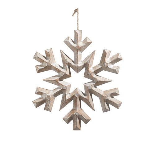 Whitewashed Snowflake Decoration - Medium