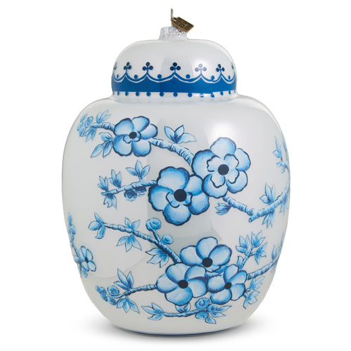 Large Blue and White Ginger Jar Glass Ornament | Putti Christmas Celebrations 