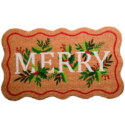 "Merry" Scalloped Christmas Doormat