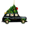 London Black Taxi Cab with Tree Wood Ornament | Putti Christmas Decorations