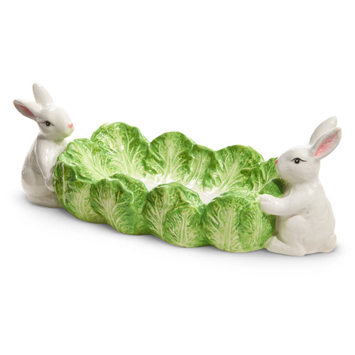 Green Cabage Tray with Bunnies