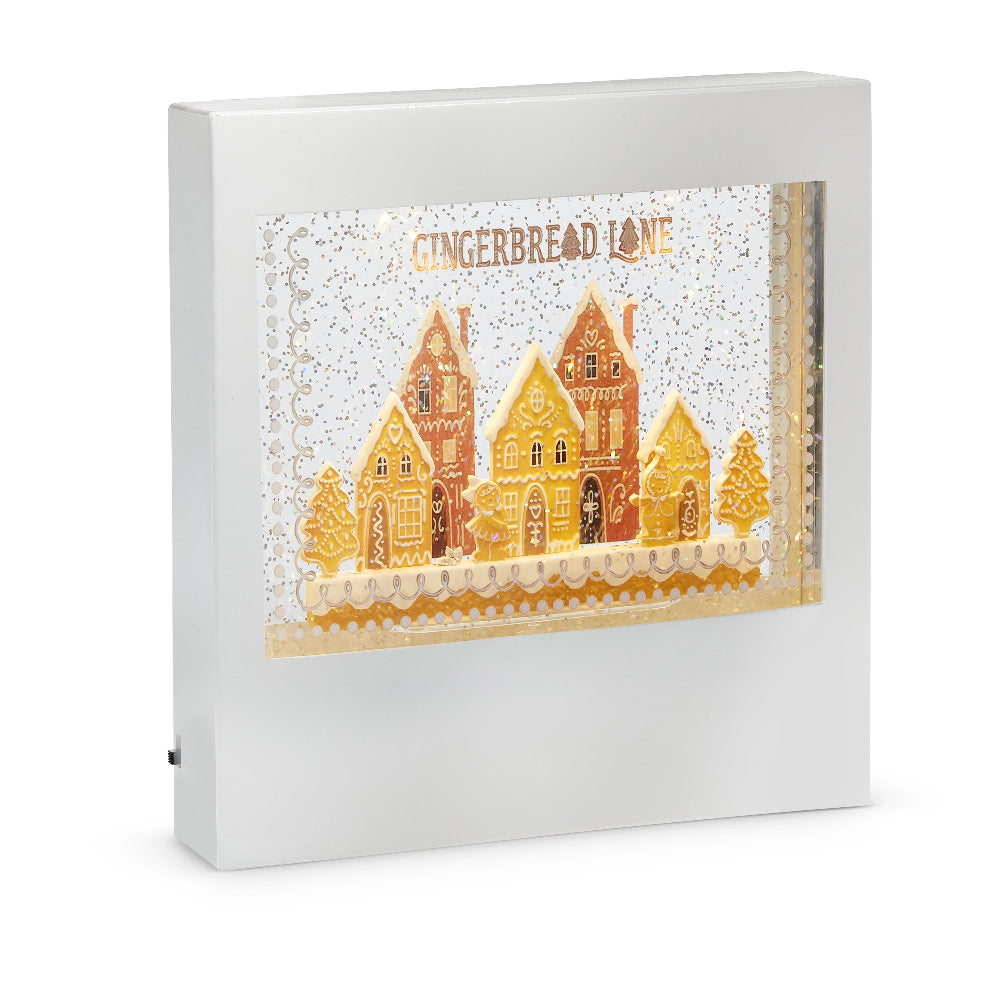 Lighted Gingerbread Lane Perpetual Snow Water Window | Putti Christmas Decorations 
