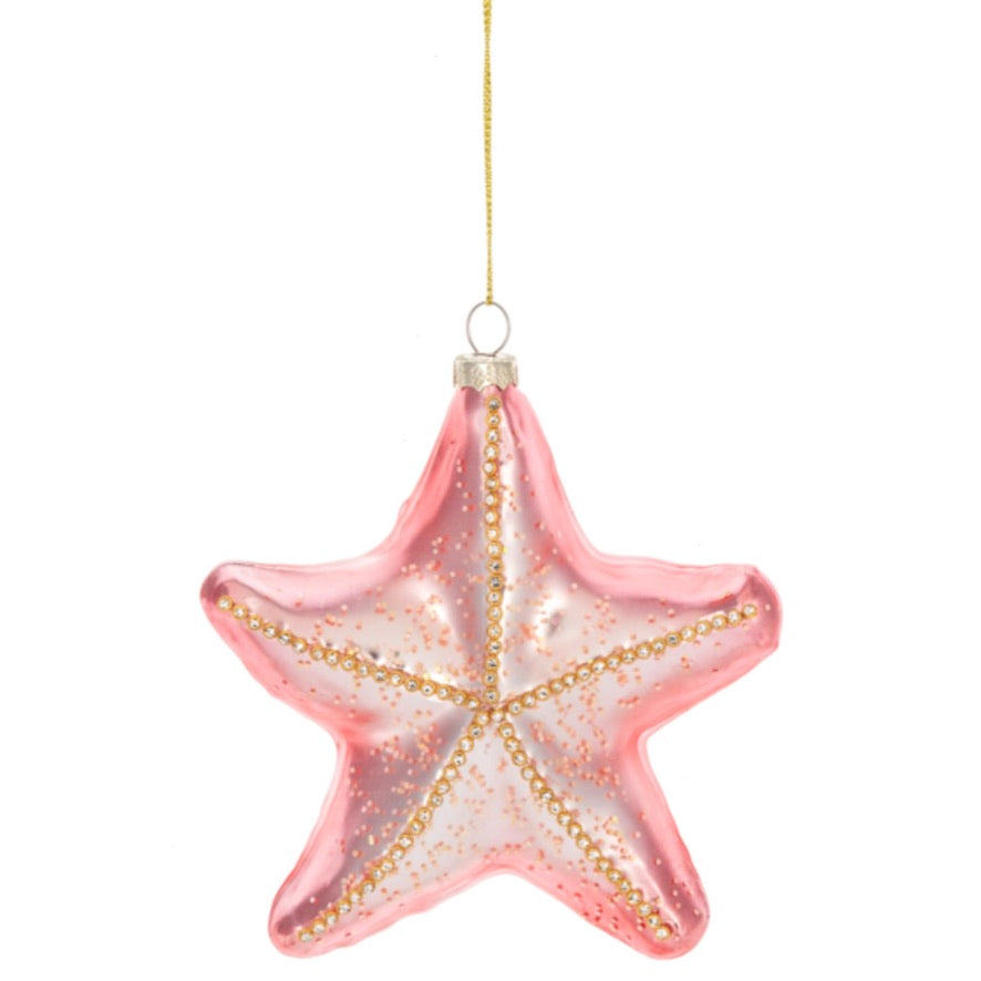 Pink Starfish Glass Ornament | Putti Christmas Decorations 