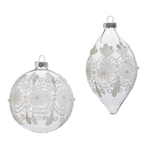 Clear Frosted Ornament | Putti Christmas Decorations 