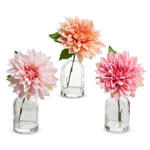 Real Touch Dhalia Stem in Glass Vase