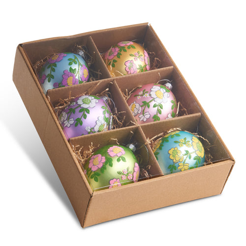 Eric Cortina Floral Egg Ornament  - boxed set of 6