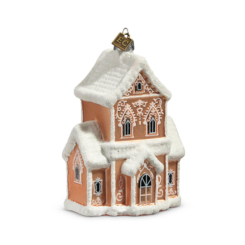 Gingerbread Manor Glass Ornament | Putti Christmas Decorations 