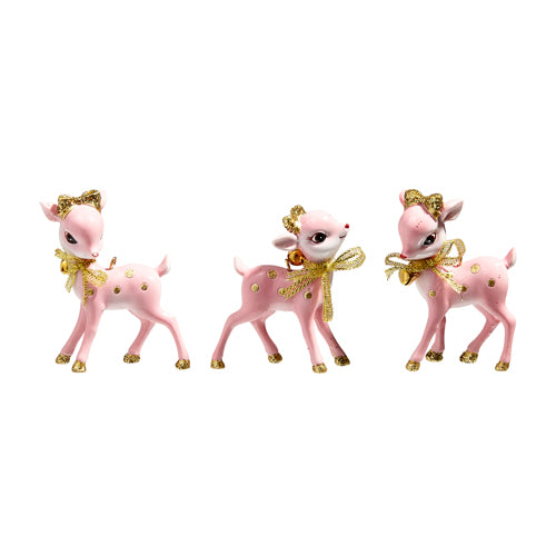 Small Retro Pink Deer Ornament | Putti Christmas Decorations 
