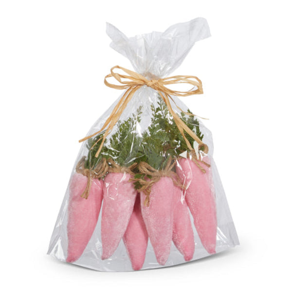 Raz Imports Pink Velvet Carrots - Small Bag of 6  | Putti Fine Furnishings 