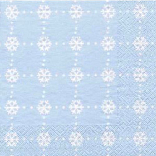 Snowflakes on Light Blue Lunch Napkins | Putti Christmas 