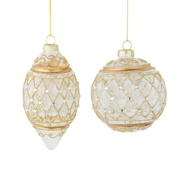 Gold Lattice Glass Ornament