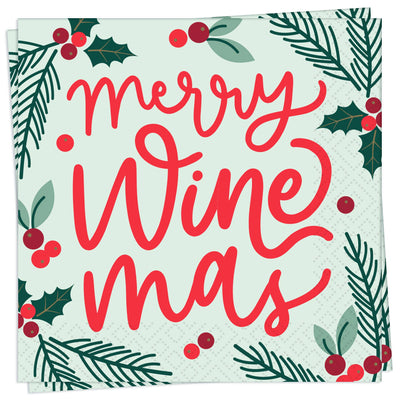 "Merry Wine Mas" Holiday Cocktail Napkin