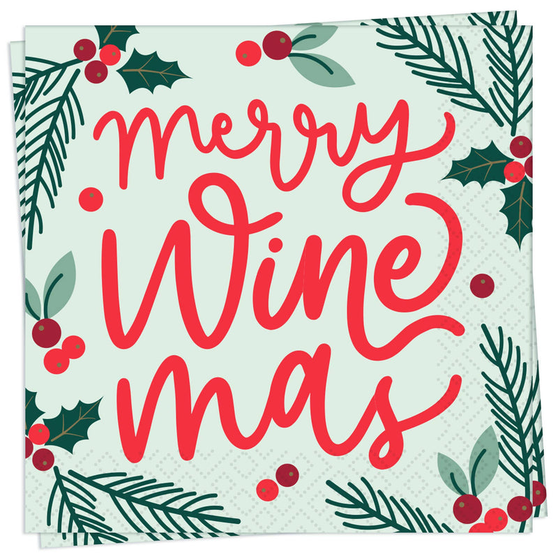 "Merry Wine Mas" Holiday Cocktail Napkin