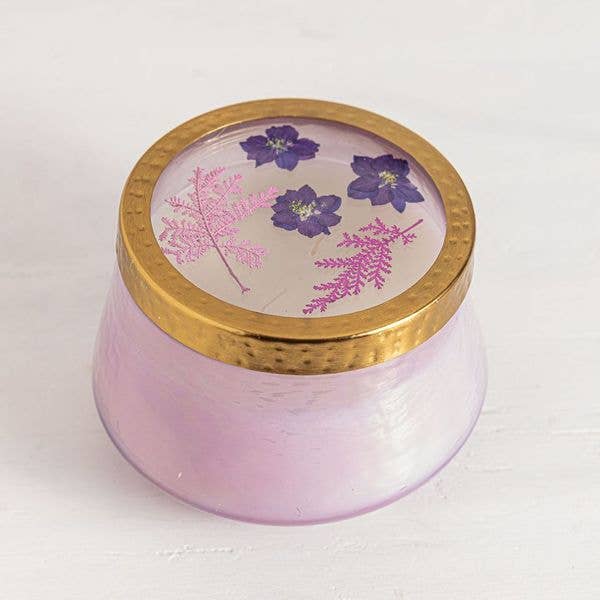 Rosy Rings - Blackberry & Coconut Large Watercolor Pressed Floral Candle