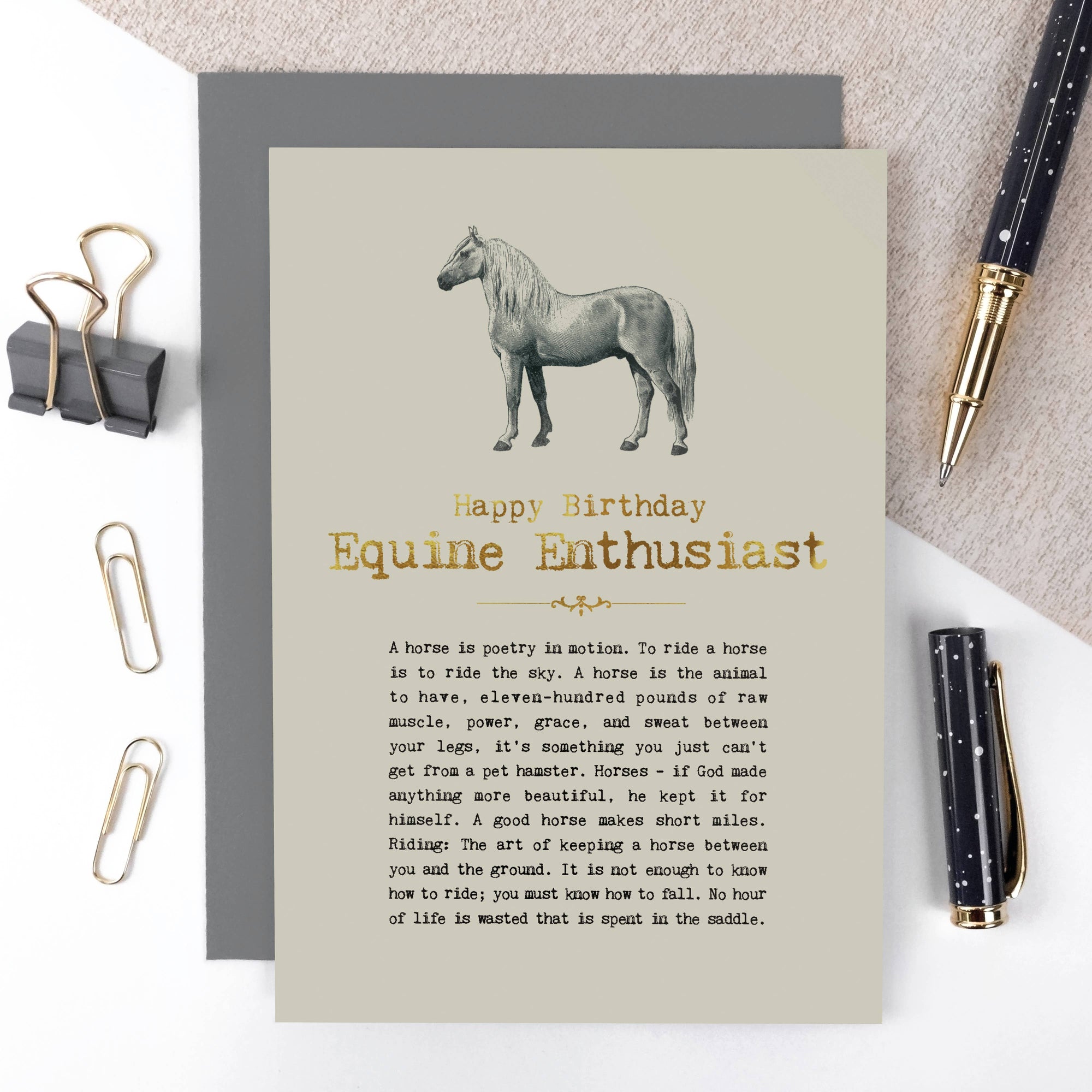 Foiled Birthday Card For Horse Riders