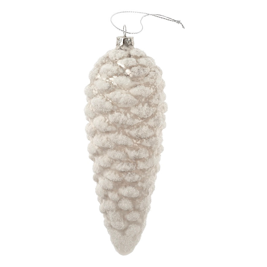 White Glass Pinecone Ornament