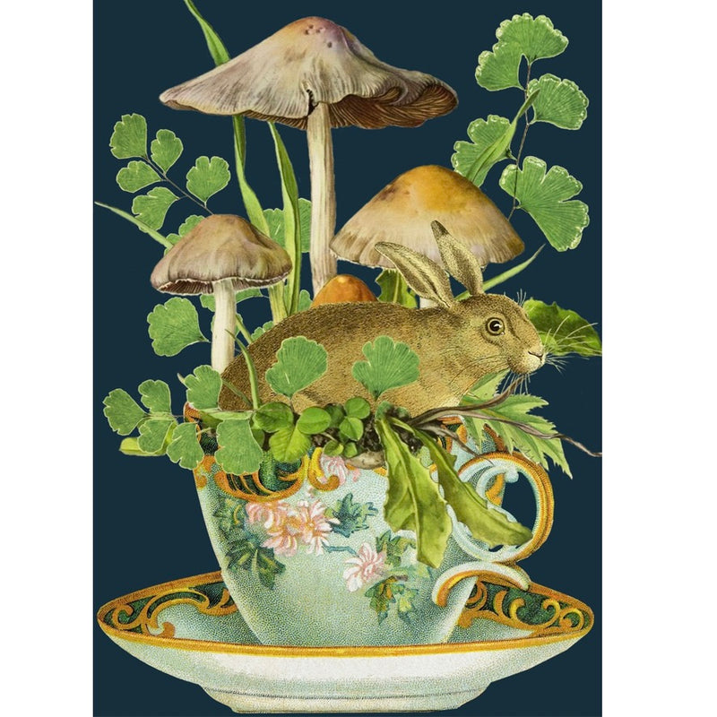 Rabbit Teacup Garden Greeting Card | Putti 