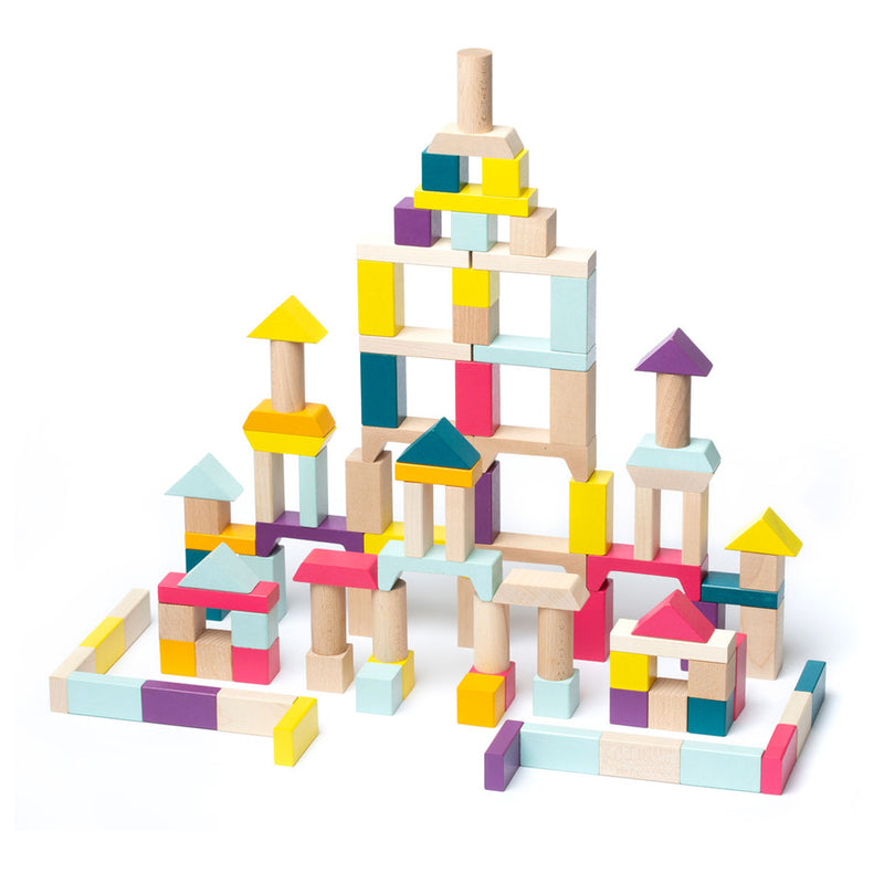100 Wooden Building Blocks Playset | Le Petite Putti 