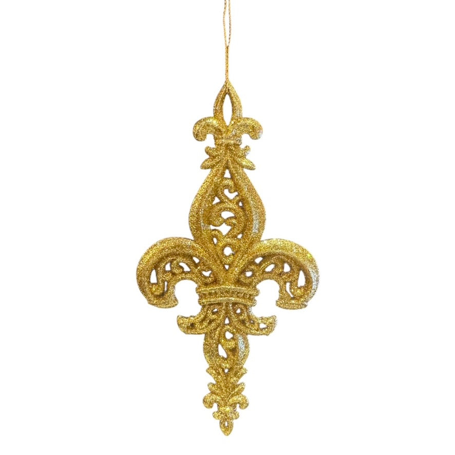 Gold Glitter Fleur de Lis Ornament