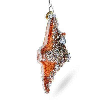 Glittered Starfish Glass Ornament