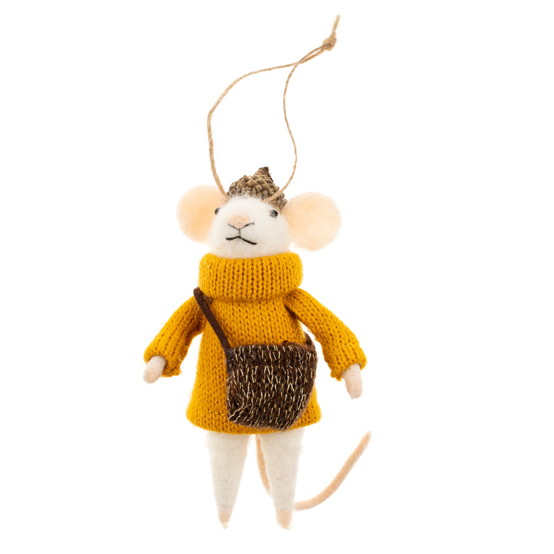 "Frankie Mouse" Felted Mouse Ornament  | Putti Christmas Decorations 