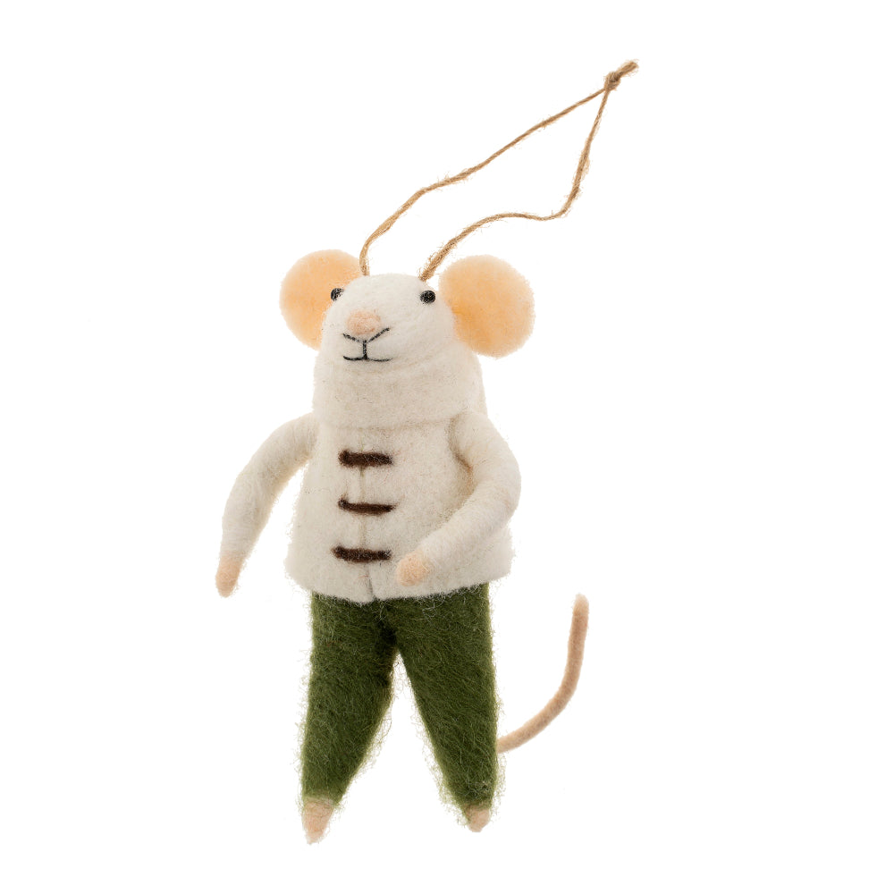 "Ambrose" Felted Mouse Ornament  | Putti Christmas Decorations 