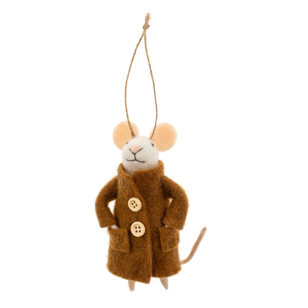 "Bundled Bruce" Felted Mouse Ornament  | Putti Christmas Decorations 