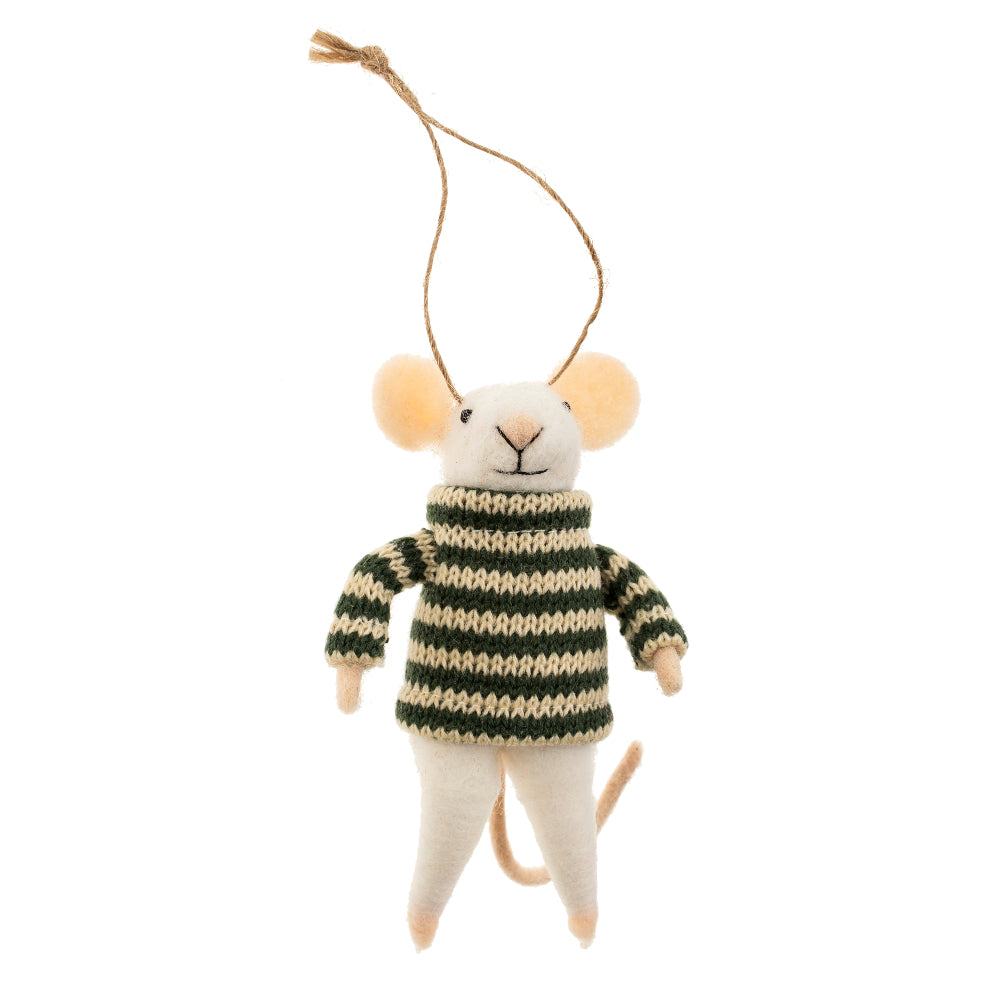 "Becket" Felted Mouse Ornament | Putti Christmas Decorations 
