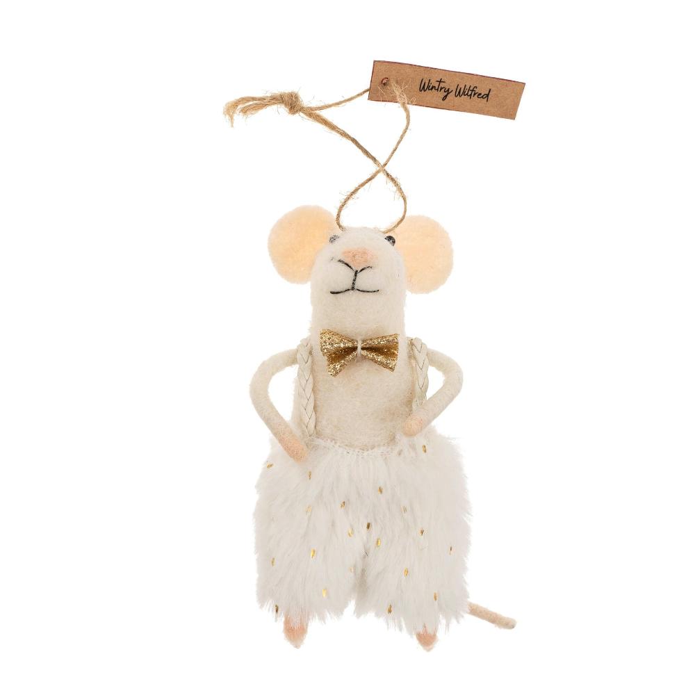 "Wintry Wilfred" Felted Mouse Ornament | Putti christmas Decorations 