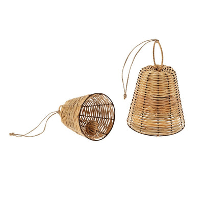 Woven Cane Bell - Small | Putti Christmas Decorations