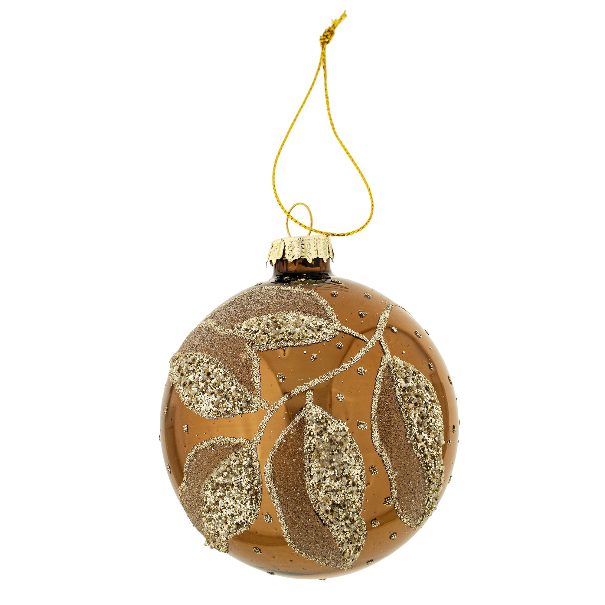 Brown Glitter Forest Glass Ornament  | Putti Christmas Decorations 