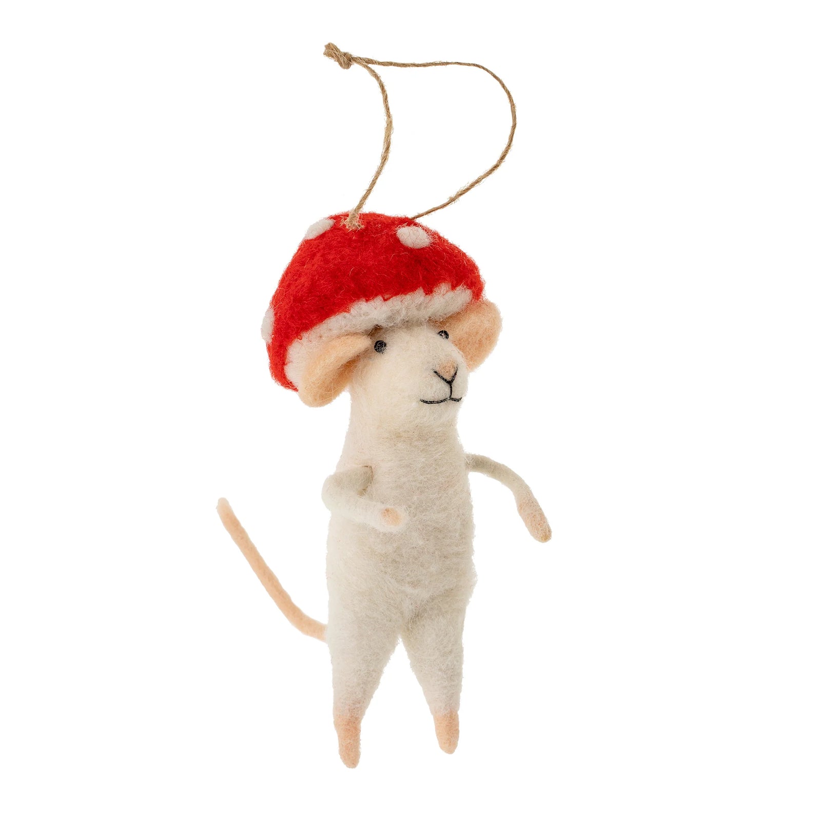 "Mushroom" Felted Mouse Ornament | Putti Christmas Decorations
