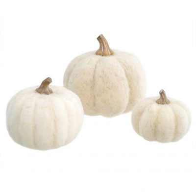 White Felt Pumpkin - Medium | Putti Fine Furnishings