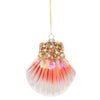 Pink & White Beaded Sea Shell Glass Ornament