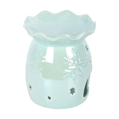 Iridescent Blue Snowflake Winter Oil Burner and Wax Warmer