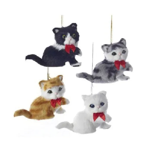 Fury Sitting Cat Ornament - White