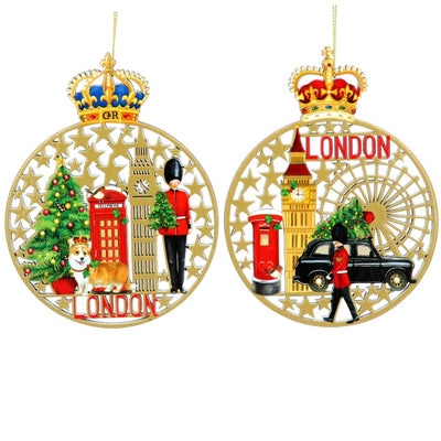 Fretwork London Scene Disc Wood Ornament