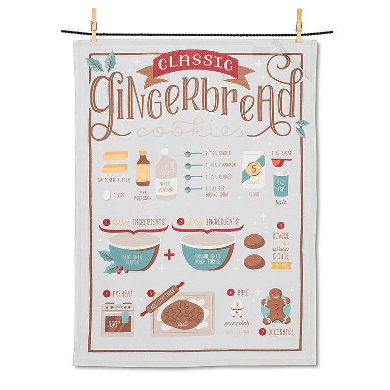 Gingerbread Recipe Tea Towel | Putti Christmas Canada 