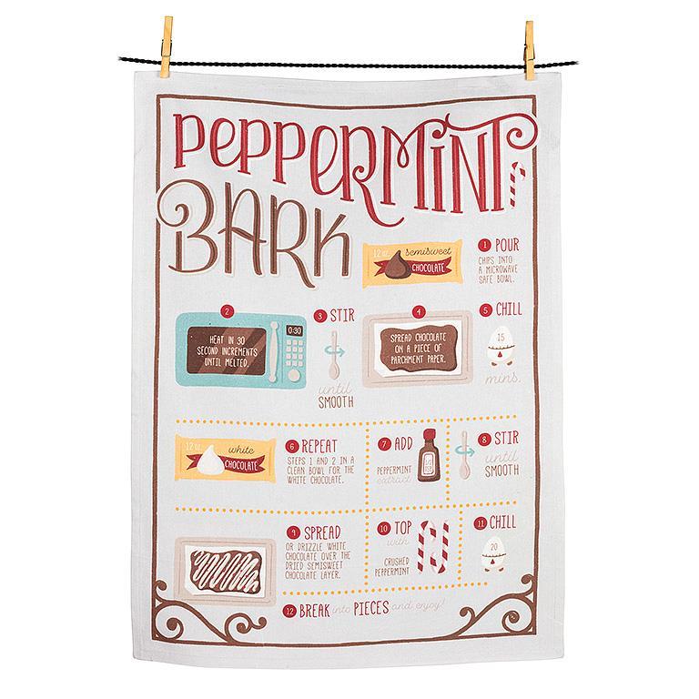 Peppermint Bark Recipe Tea Towel