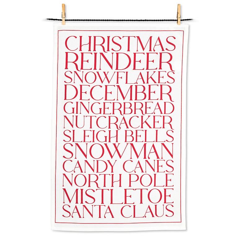 Christmas Text Kitchen Towel | Putti Christmas Tea Towels 