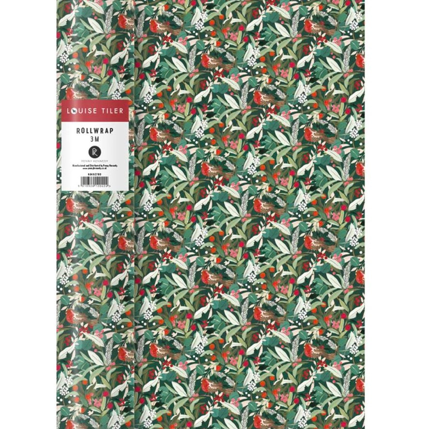 Louise Tiler  "Robins and Greenery" Christmas Wrap Roll