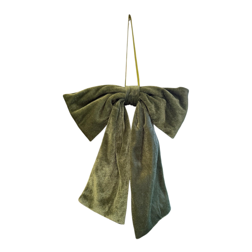 Sage Velvet Bow With Hanger | Putti Christmas Decoration