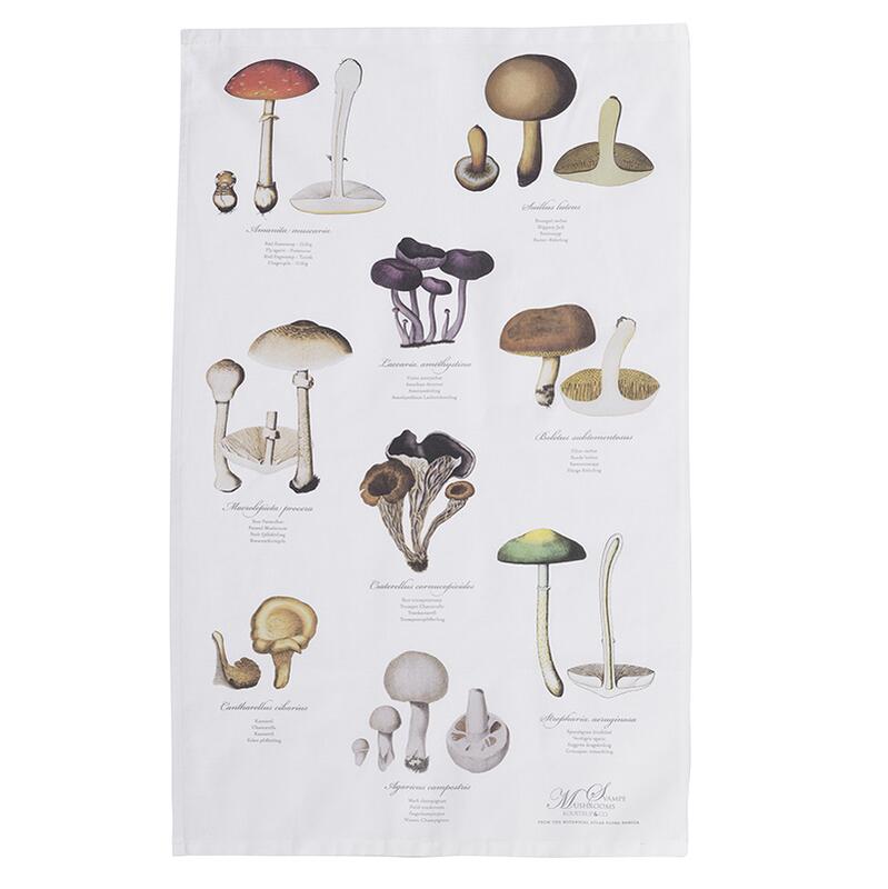 Mushrooms Organic Tea Towel | Putti Fine Furnishings Canada 