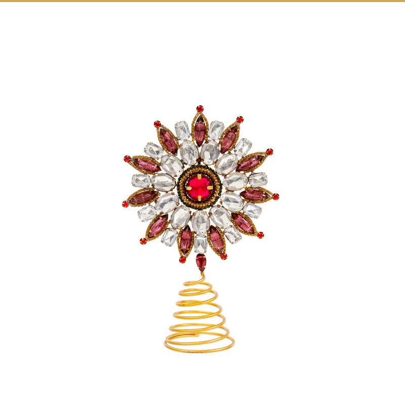 Revelry Jeweled Tree Topper - Red | Putti Christmas Decorations 