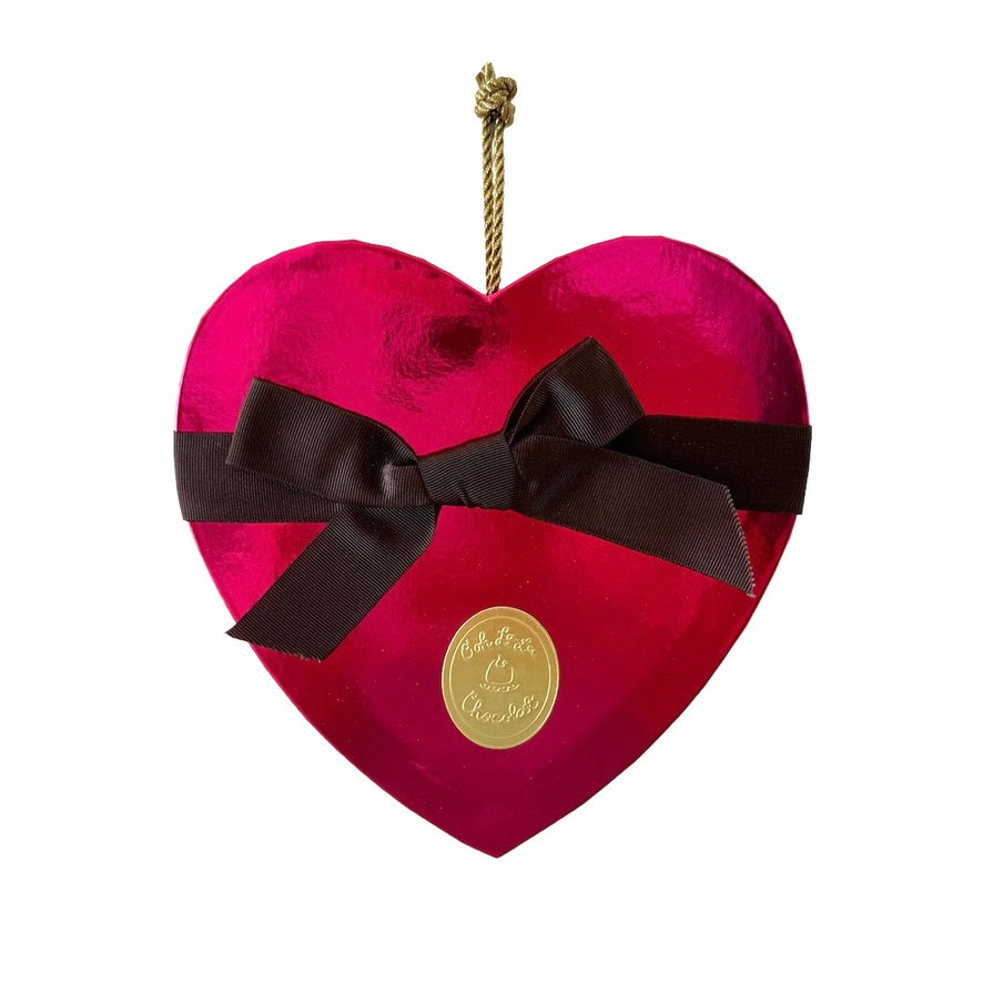 Hot Pink Foil Heart Shaped Chocolate Box Ornament