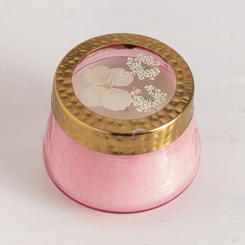 Rosy Rings - Luna Flower Small Watercolor Pressed Floral Candle