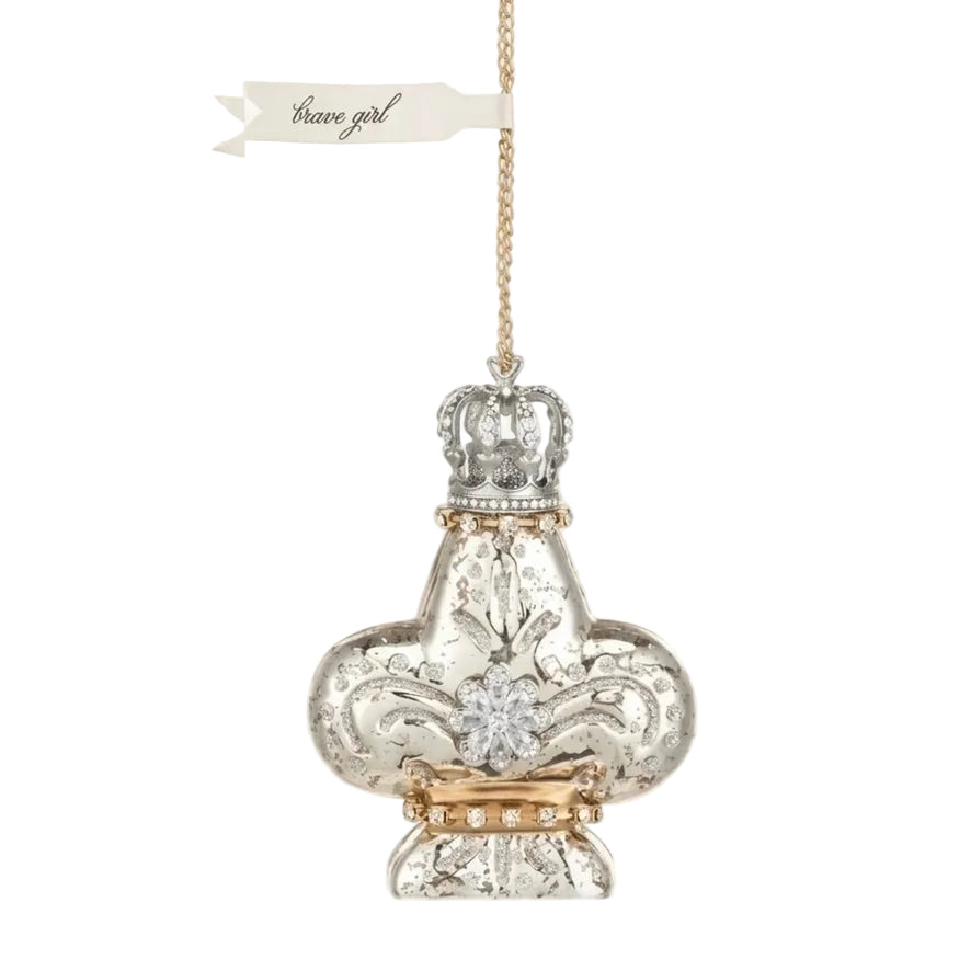 Sparkle & Joy Blown Glass Mini Ornament - Fleur de Lis